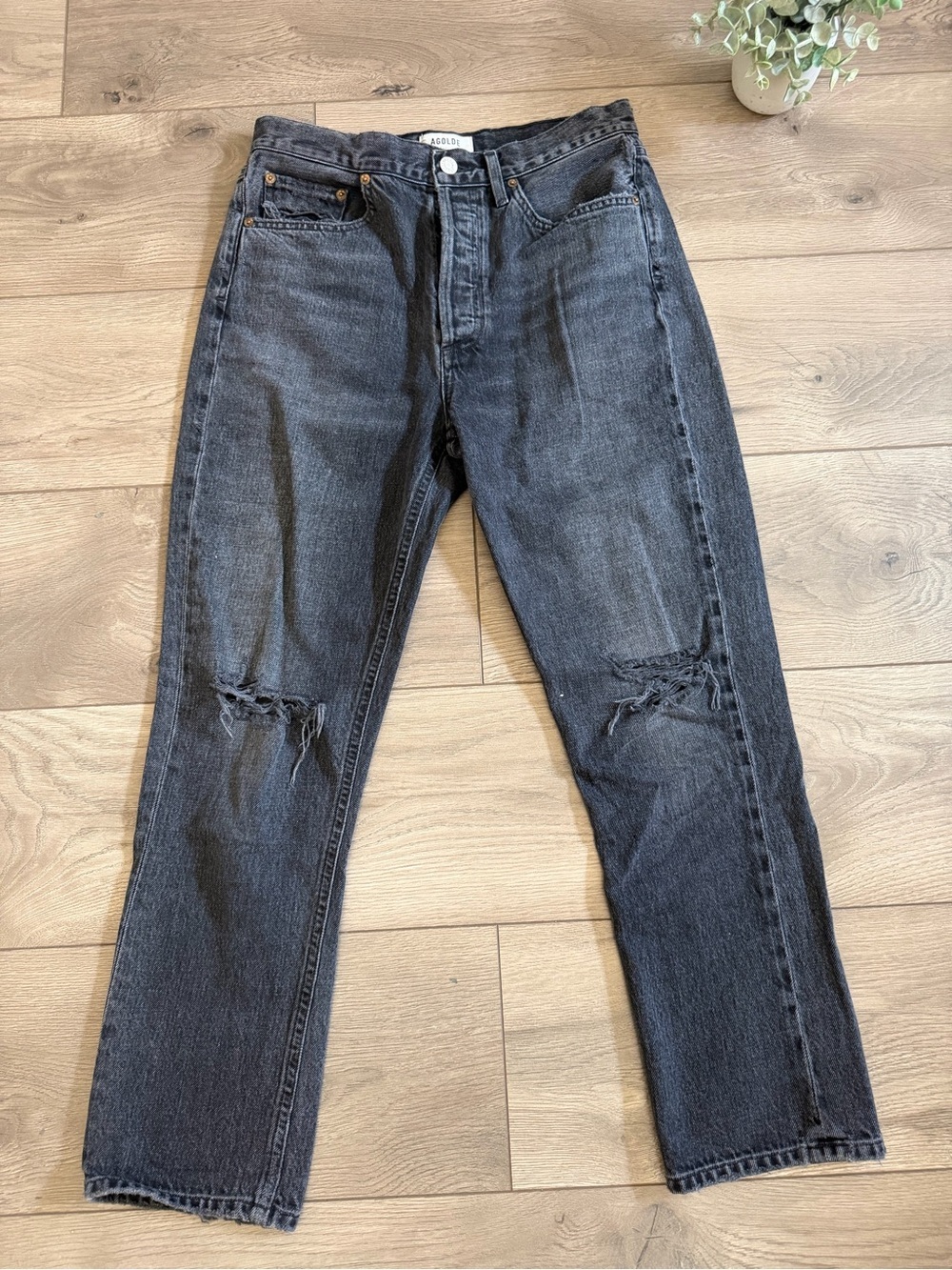 Agolde Black Washed Denim Jeans Size 27